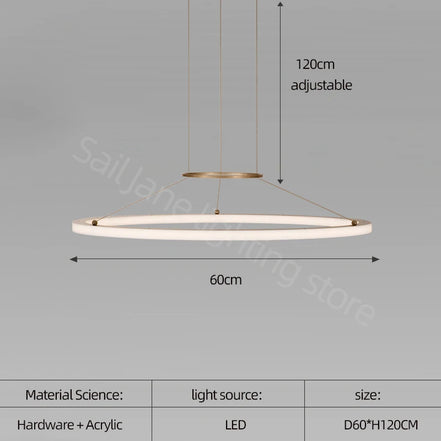 Modern Round Restaurant Chandelier Lighting LED Used For Kitchen Living Room Decoration Hanging Ring Dining Room Table Lamps