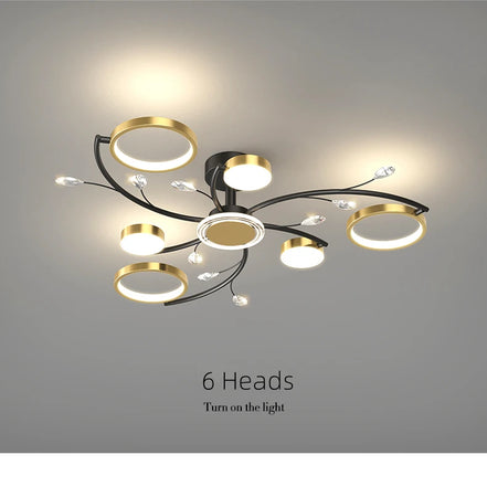 Modern Led Chandelier Gold Aluminum Luxury Pendant Lights For Living Room Bedroom Study Room K9 Crystal Decorative Lamps 90-260V