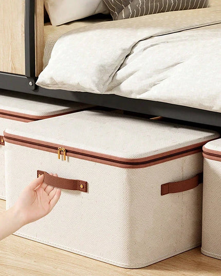 Foldable Clothes Storage Box, Closet Organizer Container with Handle and Zipper,Suitable for Wardrobe, Closet,Blanket (Washable)