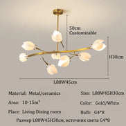 Modern Luxury French Creamy Wind Ceramic Chandelier Living Dining Room Bedroom Led Pendant Lamp Home Decor Hanging Light Fixture