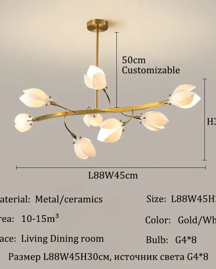 Modern Luxury French Creamy Wind Ceramic Chandelier Living Dining Room Bedroom Led Pendant Lamp Home Decor Hanging Light Fixture