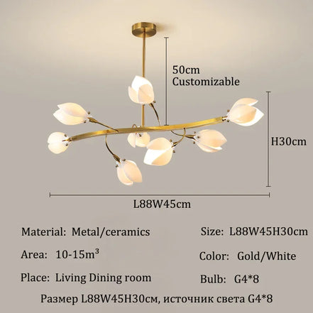 Modern Luxury French Creamy Wind Ceramic Chandelier Living Dining Room Bedroom Led Pendant Lamp Home Decor Hanging Light Fixture