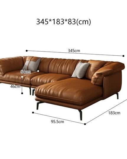 Modern Minimalist Living Room Leather Sofa  Apartment Furniture Set Combination Wtih Customzied Color