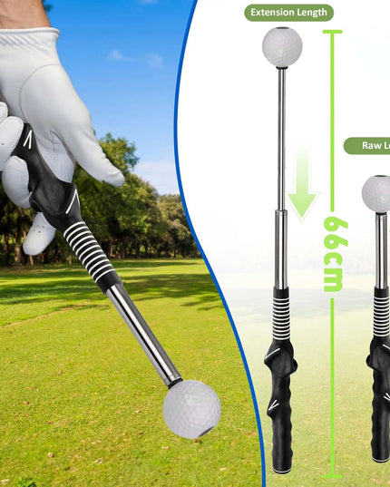 Retractable Golf Swing Trainer with Click Feedback Anti-Slip Rubber Grip Foldable Golf Practice Aid for Indoor Outdoor Training
