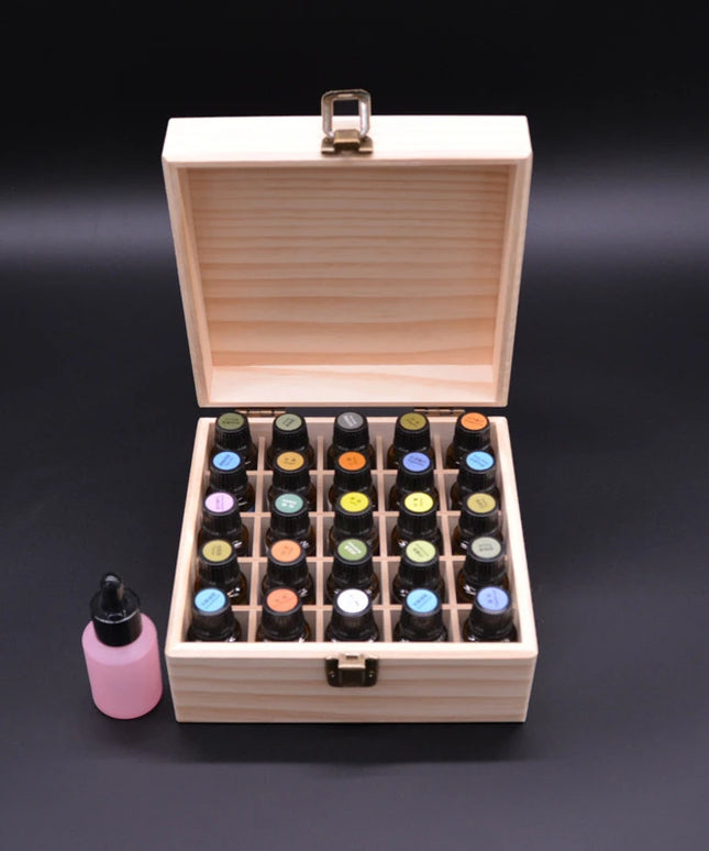 Essential Oil Wooden Storage Box 12/25 Slots Carry Organizer Essential Oil Bottles Aromatherapy Container Storage Box Case