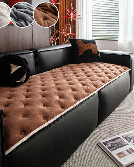 Sofa cushion with a light luxury feel for all seasons 2025 new flannel straight row anti slip sitting cushion
