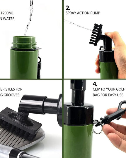 Golf Club Groove Cleaner Brush With Leakproof Spray Bottle Automatic Water Professional Golf Cleaning Kit Portable Golf Tools