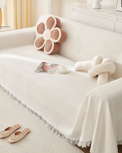 Sofa Towel  with Full Coverage Ins Cream Wind Cotton Yarn Camping Blanket Sofa Cushion Cover All  Season Universal All Inclusive