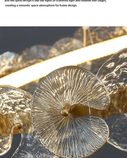 Modern LED Chandelier Lamp For Living Room Bedroom Dining Kitchen Ceiling Lights Ring Glass Flower Design Suspension Light