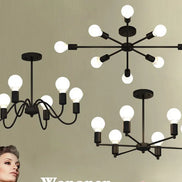 Modern Chandelier  Industrial  Living Room Black E27 Hotel Hall Home Decor Parlor Retro Simple Household Art Pendant Lights