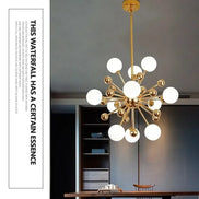 Modern Global Led Chandelier Kitchen Restaurant Living Room Pendant Lamp Organic Glass Acrylic Artificial Satellite Decor Lights