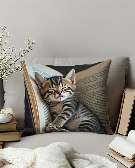 Creative Sleep Cat Fashion Design Printed Pillowcase Single Sided Comfortable Indoor Sofa Home Cushion Pillow Set Accessories