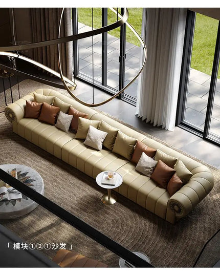 Italian Leather Living Room Sofas Minimalist Luxury Modern Design Sofa Multifunctional Elegant Meuble De Salon Home Furniture