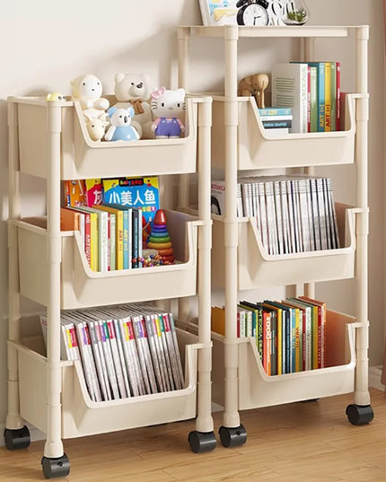 Children's Bookcases Rack Cart Home Toy Storage Reading Shelves Furniture With Wheels Removable Small Bookshelves With Wheels