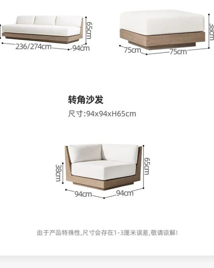 New Arrival Modern Design Outdoor Teak Sofa Combination Modern Teak Patio Garden Sofas Set Waterproof Villa Furniture