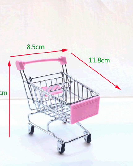 1:48 Mini Supermarket Shopping Trolley Cart Desktop Model Children's Toys Home Decoration Miniature