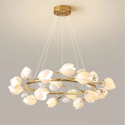 Modern Luxury French Creamy Wind Ceramic Chandelier Living Dining Room Bedroom Led Pendant Lamp Home Decor Hanging Light Fixture