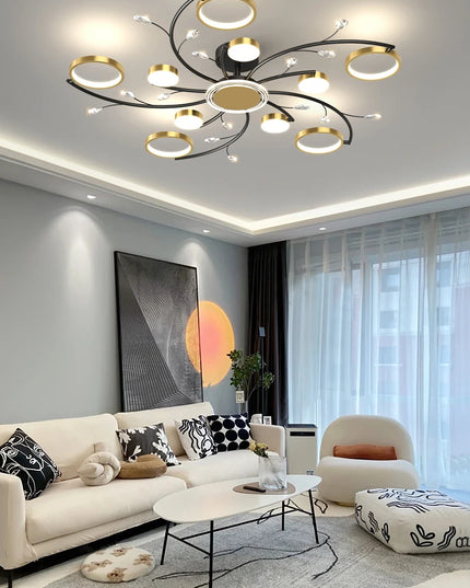Modern Led Chandelier Gold Aluminum Luxury Pendant Lights For Living Room Bedroom Study Room K9 Crystal Decorative Lamps 90-260V