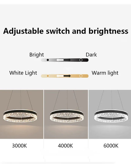 Modern LED Chandelier For Living Room Dining Room Bedroom Study Ring Ceiling Pendant Lamp Lustre Room Decorative Lighting Lamp