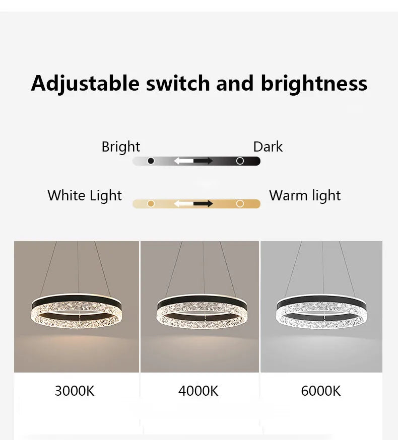 Modern LED Chandelier For Living Room Dining Room Bedroom Study Ring Ceiling Pendant Lamp Lustre Room Decorative Lighting Lamp