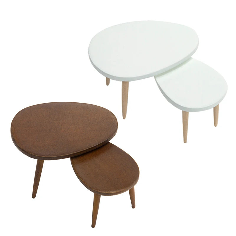 1 Set 1:12 Dollhouse Miniature Wooden Furniture Triangle Coffee Table Computer Desk Tea Model Living Room Home Decor Toy