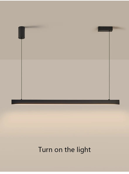 Modern LED linear chandelier for dining room office white bar pendant lights kitchen island lighting black minimalist lamp