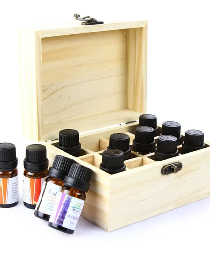 Essential Oil Wooden Storage Box 12/25 Slots Carry Organizer Essential Oil Bottles Aromatherapy Container Storage Box Case