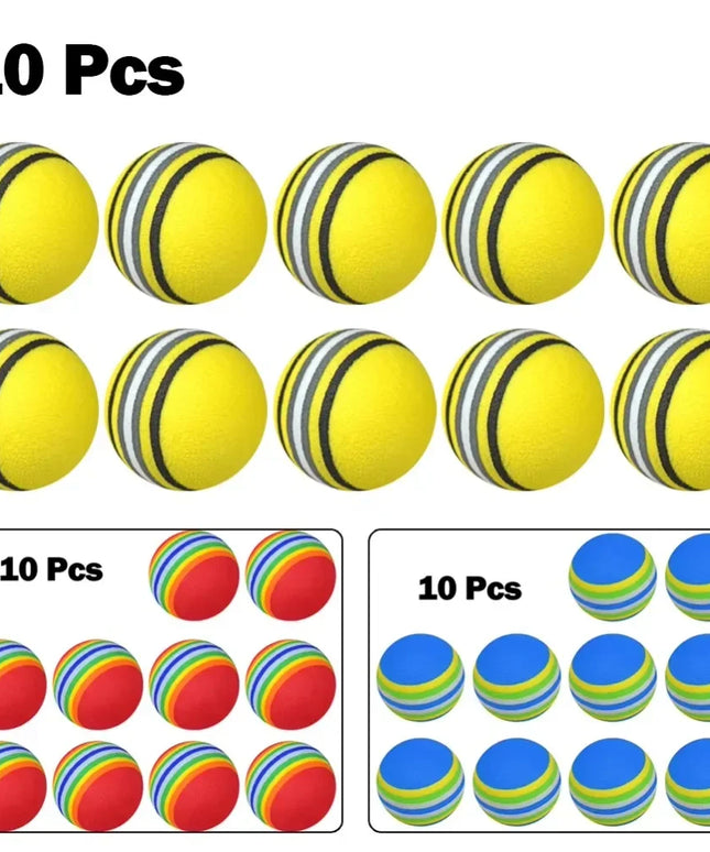 10PCS Foam Golf Balls Indoor Swing Training Practice Balls Rainbow Sponge Balls Golf Beginners Flexible Training Aid Accessories