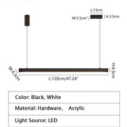 Modern LED linear chandelier for dining room office white bar pendant lights kitchen island lighting black minimalist lamp
