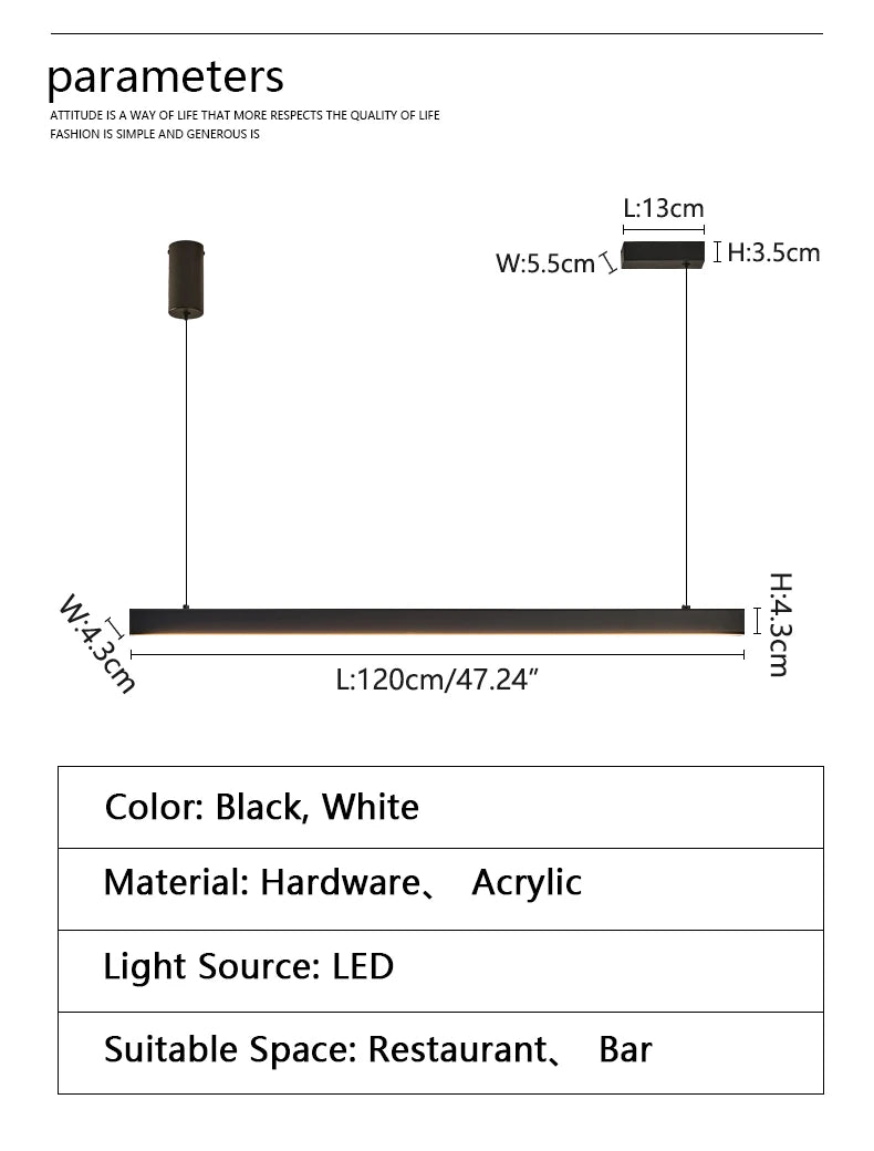 Modern LED linear chandelier for dining room office white bar pendant lights kitchen island lighting black minimalist lamp