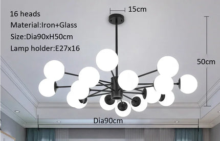 Modern Glass led Chandelier Lighting Ceiling Chandeliers Light For Dining Living Room Bedroom Kitchen Indoor Lustre Fixture Lamp