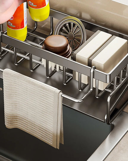 Sink Cleaning Tools Storage Rack Kitchen Drain Organizer Sponge Cleanser Rag Hanger - Space-Saving Home Essential