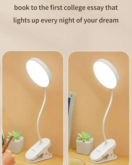 Portable USB Table Lamp Rechargeable Desk Lamp with Clip Bed Reading Night Light LED Touch 3 Modes Dimming Eye Protection Light
