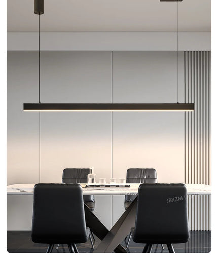 Modern LED linear chandelier for dining room office white bar pendant lights kitchen island lighting black minimalist lamp