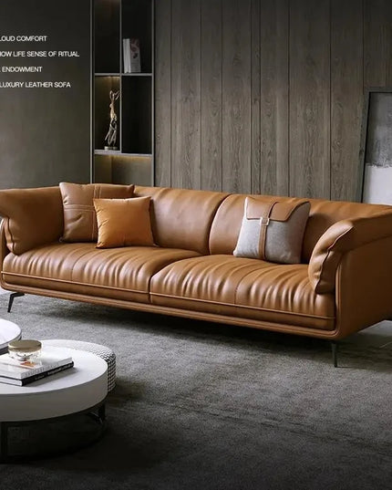 Modern Minimalist Living Room Leather Sofa  Apartment Furniture Set Combination Wtih Customzied Color