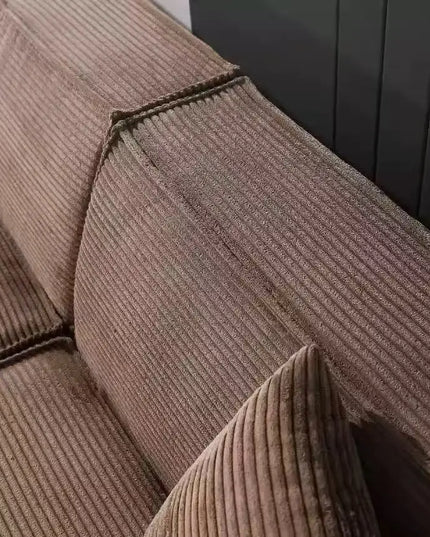 Compressed fabric sofa corduroy small unit straight row full sponge sofa without skeleton tofu block sofa