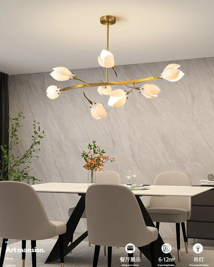 Modern Luxury French Creamy Wind Ceramic Chandelier Living Dining Room Bedroom Led Pendant Lamp Home Decor Hanging Light Fixture