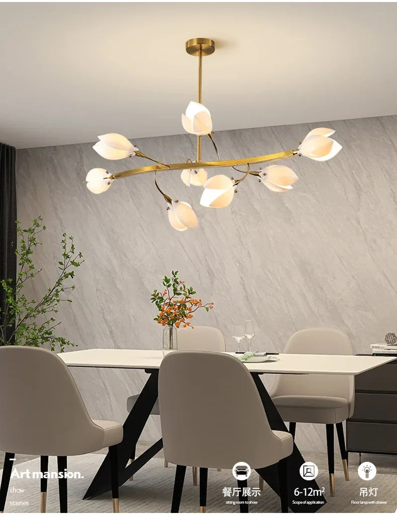 Modern Luxury French Creamy Wind Ceramic Chandelier Living Dining Room Bedroom Led Pendant Lamp Home Decor Hanging Light Fixture