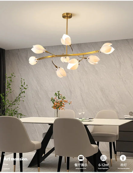 Modern Luxury French Creamy Wind Ceramic Chandelier Living Dining Room Bedroom Led Pendant Lamp Home Decor Hanging Light Fixture