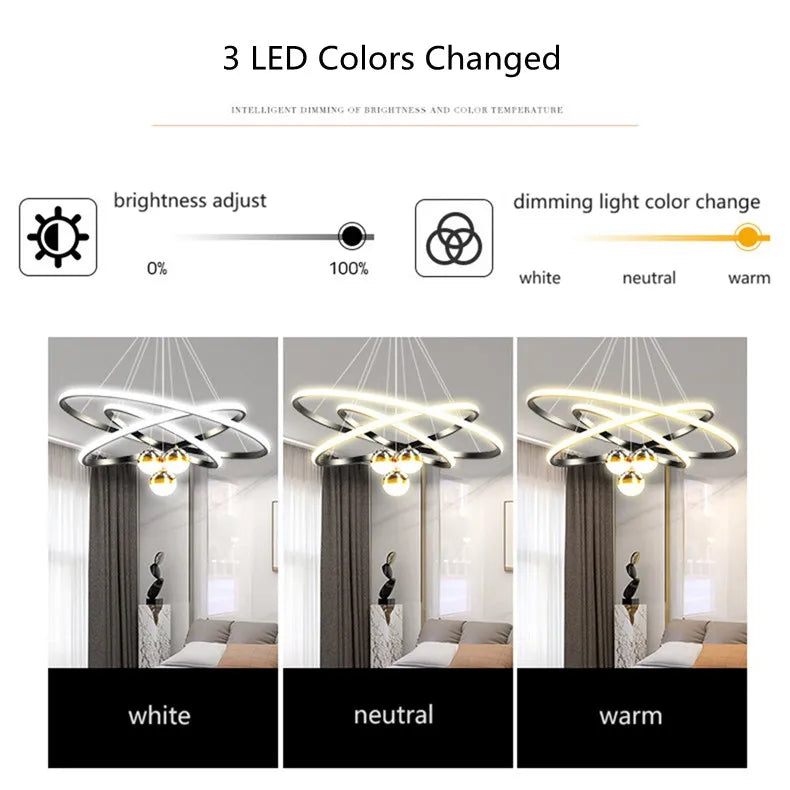 Modern led dining room chandeliers simple ring chandelier living bedroom Lights home indoor lighting decorative Pendant Lamps