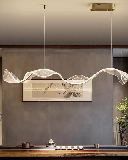 Modern Wave LED Pendant Lights for Living Restaurant Room Food Tables Bar Golden Chandelier Home Decor Hanging Light Fixture