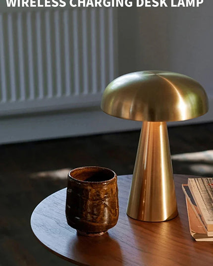 Rechargeable Table Lamp Bedroom Decoration Bar Living Room Bedside Mood Lights Touch Three Level Dimming Metal Mushroom Lamps