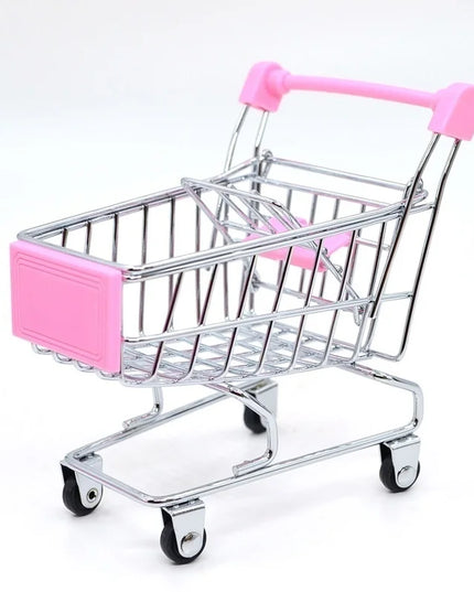 1:48 Mini Supermarket Shopping Trolley Cart Desktop Model Children's Toys Home Decoration Miniature