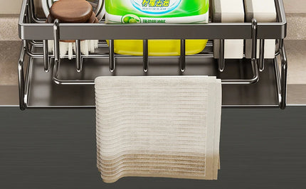 Sink Cleaning Tools Storage Rack Kitchen Drain Organizer Sponge Cleanser Rag Hanger - Space-Saving Home Essential