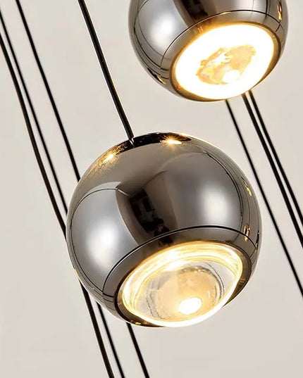 Modern LED Crystal Chandelier Art Decor Ball Long Hanging Lamps for Staircase Minimalist Round Gold Creative Lighting Fixtures