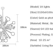 Modern Global Led Chandelier Kitchen Restaurant Living Room Pendant Lamp Organic Glass Acrylic Artificial Satellite Decor Lights