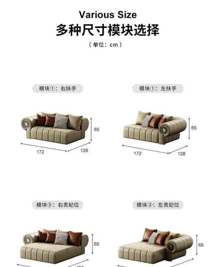 Italian Leather Living Room Sofas Minimalist Luxury Modern Design Sofa Multifunctional Elegant Meuble De Salon Home Furniture