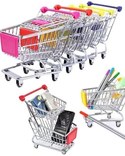 1:48 Mini Supermarket Shopping Trolley Cart Desktop Model Children's Toys Home Decoration Miniature