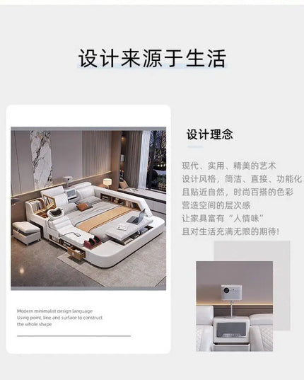 Comforter Mattresses Double Bed Luxury Organizer Bedframe Headboards Double Bed Bedroom Smart Camas De Dormitorio Furniture Home