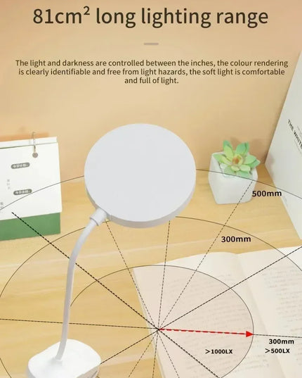 Portable USB Table Lamp Rechargeable Desk Lamp with Clip Bed Reading Night Light LED Touch 3 Modes Dimming Eye Protection Light